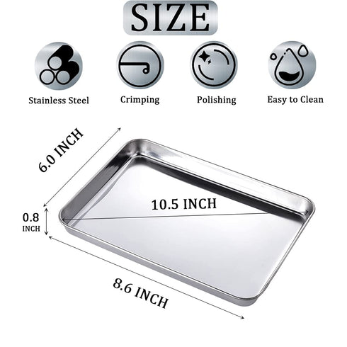 2 Pack Stainless Steel Tray Non Toxic Heavy Duty Thickening Pan for Kitchen Baking, Lab Instrument, Dental, Medical Surgical Instrument, Pet Treatment, Jewelry Tools(Medium