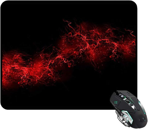 Ergonflow Red Color Paint Explosion Burst Mouse Pad, Black Background, Rectangle 240x200x3mm