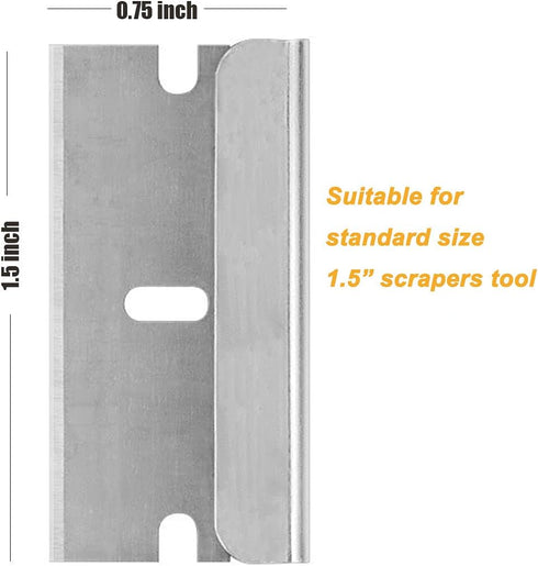 Razor Blades Metal Scraper Tool - Long Handheld Glass Scraper with 20 PCS Single Edge Replacement Blades