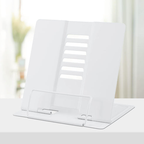 Book Stand Metal Desk Holder, Adjustable Cookbook Holder for Hands-Free Reading, Portable for Music, Textbooks, Recipes