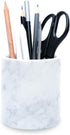 Natural Marble Pencil Pen Holder Stand for Desk, Makeup Brush Cup, Durable Office & Home Organizer, White