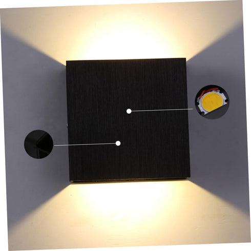balacoo Square LED Wall Lamp Modern Black Wall Sconce for Indoor Use Stylish Lighting Decor for Living Room Bedroom