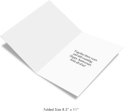 NobleWorks 3rd Wedding Milestone Anniversary Notecard Jumbo 8.5 x 11 - Marriage of 3 Years w/Envelope