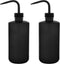 stonylab LDPE Chemical Wash Bottle, 500 ml (16 oz) 2-Pack Black Plastic Squeeze Lab Rinse Bottle with Scale Labels