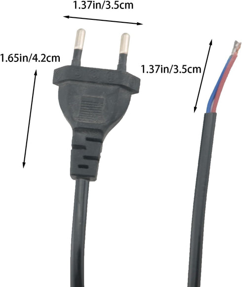 WELWIK 2PCS 6 Light Cord with Switch Plug Black Pure Copper Extension Line Ft Cabling Stripped Ends Power Cable