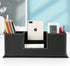 KINGFOM Office Supplies Desk Organizer, PU Leather Storage Box with 4 Divided Compartments for Pen, Business Card,