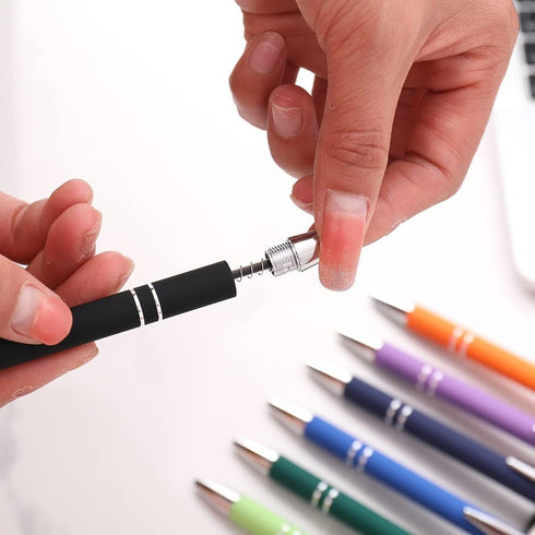 Ballpoint Pen with Stylus Tip, Soft Touch Click Pen, 2 in 1 Metal Pens, Medium Point(Black refills - 20 pcs)… by Oddmoal