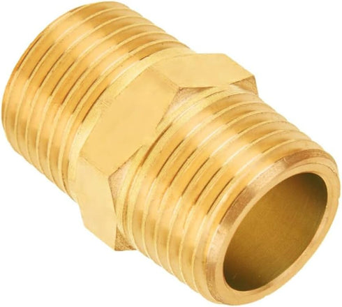 Brass Hex Nipple, 1/8" Male x 1/8" Male NPT, 2 Pack for Plumbing and Fittings