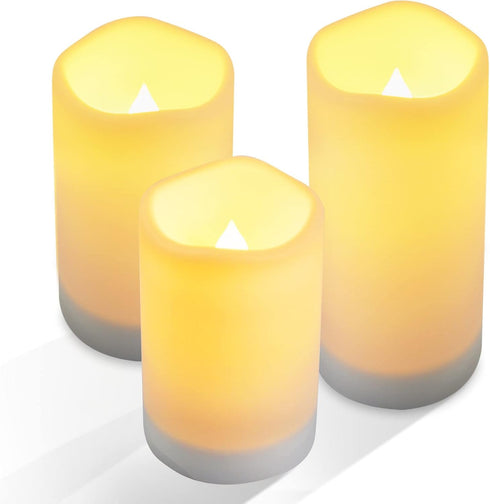 NURADA Large Outdoor Solar Powered Candles - Flameless Pillar Waterproof Rechargeable Candle