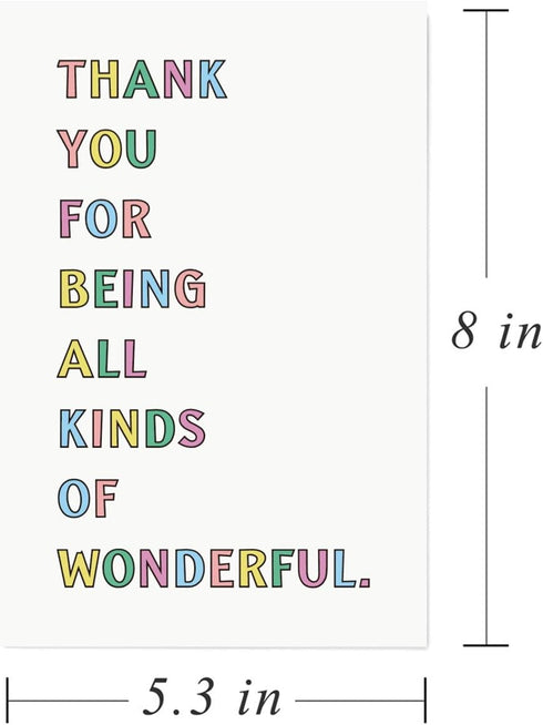 Gonzey Funny Thank You Card, Appreciation Cards for Best Friend, Coworker, Bridesmaid, Doctor, Nurse, Teacher