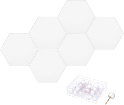 PATIKIL 6 Packs Felt Bulletin Board, 12"x10" Self Adhesive Hexagon Tiles for Sound Proofing Wall Panels, White