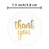 Thank You Label Sticker - 1.5" Round, 500 Labels per Roll for Birthday, Wedding, Gift, Bridal Shower (White/Gold)