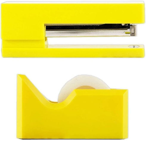 JAM PAPER Office & Desk Sets - 1 Stapler & 1 Tape Dispenser - Yellow - 2/Pack