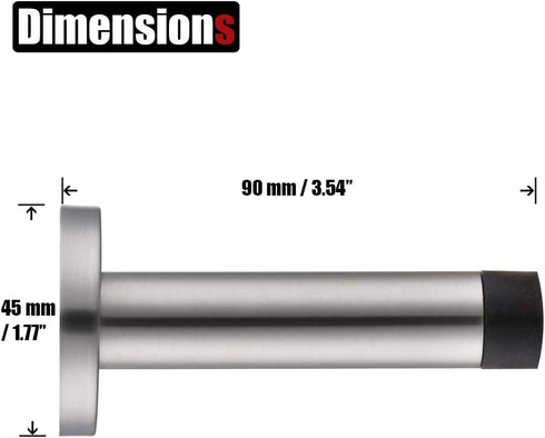 JQK Door Stopper, 304 Stainless Steel Thicken 1mm Sound Dampening Door Stop Bumper Wall Protetor 1 Pack, Brushed, DSB5-WN by JQK