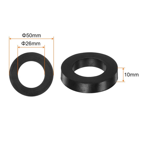 8pcs Rubber Spacer 2 Inch OD 1 Inch ID 0.4 Inch Thick Neoprene Round Anti Vibration Isolation Pads Isolator Rubber Washers Bushings for Home Cars Boat Accessories, Black