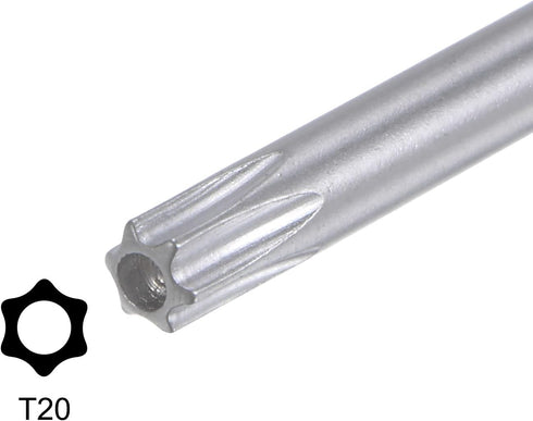T20 Tamper Proof Torx Star Key Bit Wrench, 4.57" Long Arm High Carbon Steel Hand Tool