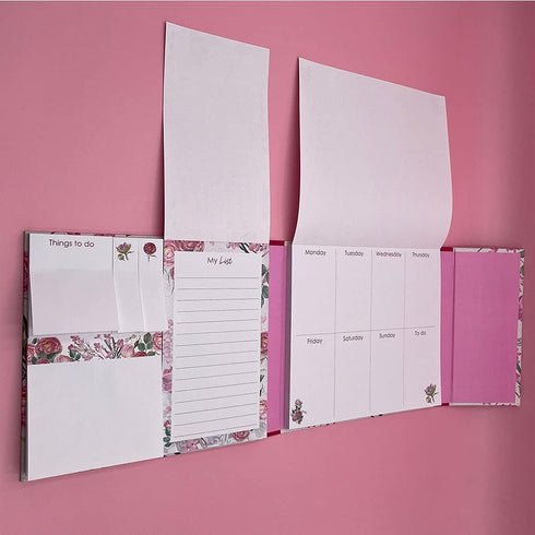 Cute Weekly Organiser Self-Stick Notes, Mini Sticky Note Tab, Pastel Memo Pad Set, Colored Printing with Rose Shapes,