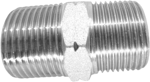 1 Piece 3/4" x 3/4" Male NPT Hex Nipple Plated Steel Hydraulic Fitting Adapter