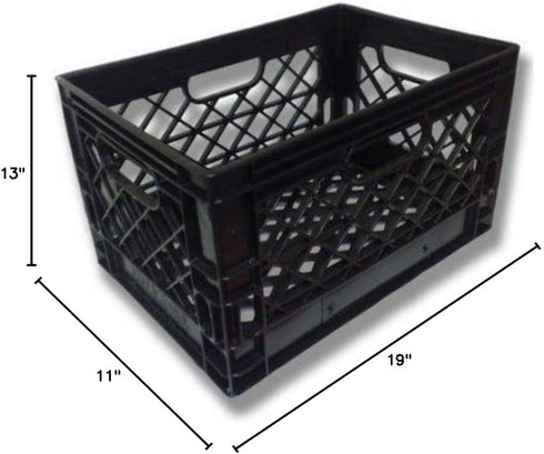 Hengulus 19x13x11 6 24 Authentic Gallon Quart Rectangular Dairy Milk Crate (BLACK)