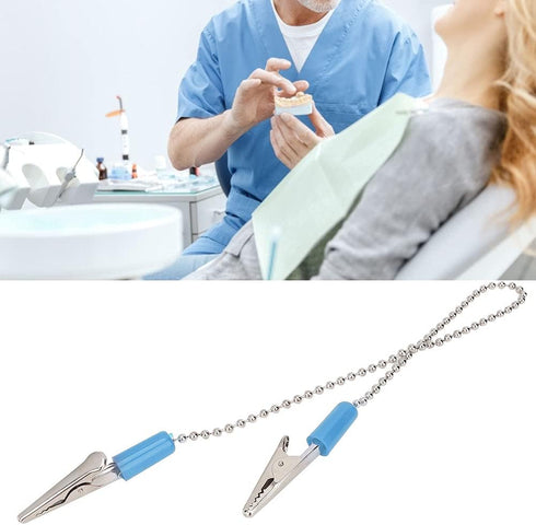 5Pcs Dental Lab Bib Clip, Stainless Steel Napkin Holder for Clamping Disposable Cordless Dental Bib, Blue