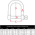 Extreme Max 3006.8225.2 BoatTector Stainless Steel Wide D Shackle - 1/4", 2-Pack