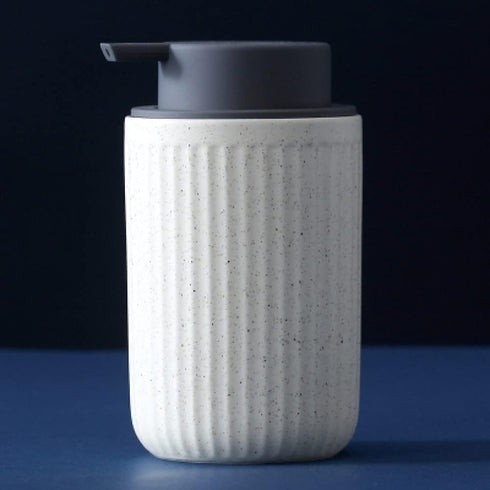 GRDDBZA Art Soap Dispenser for Bathroom Kitchen Hotel, Refillable Ceramic Stripe Matte Lotions