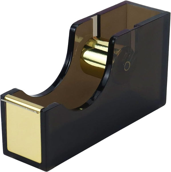 MultiBey Black & Gold Tape Dispenser, Stylish Acrylic Desk Holder for 1'' Core Tape, Office Supplies