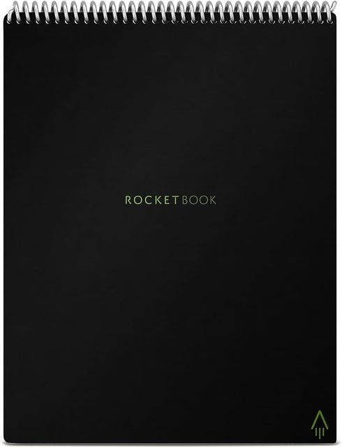 Rocketbook Flip Smart Notepad, Black Cover, Lined/Dot Grid Rule, 8.5 x 11, White, 16 Sheets