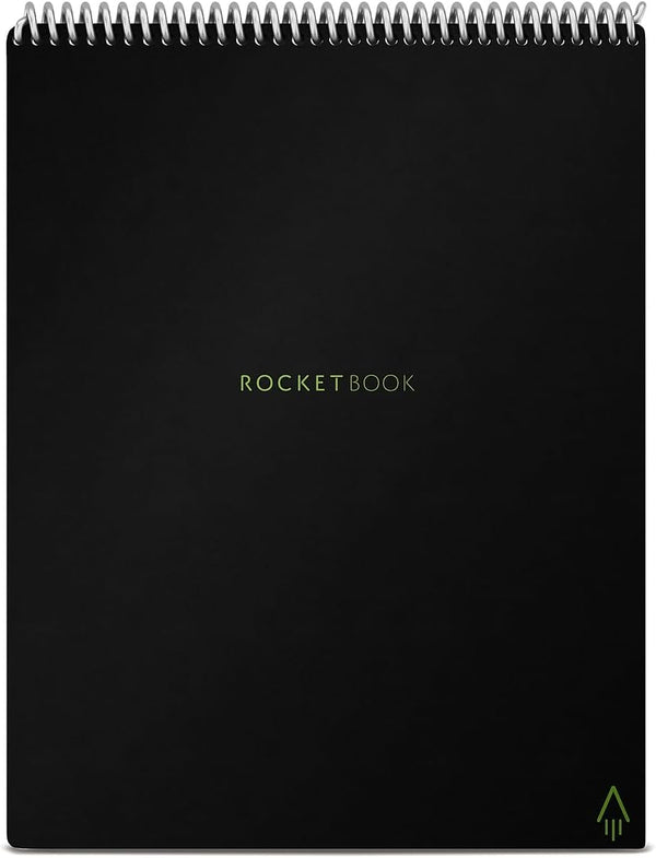 Rocketbook Flip Smart Notepad, Black Cover, Lined/Dot Grid Rule, 8.5 x 11, White, 16 Sheets