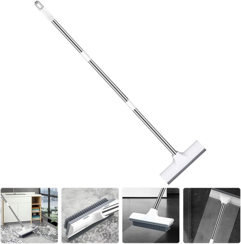 POPETPOP Floor Scrub Brush with Long Handle Stiff Bristles Tile and Grout Cleaning Brush for Bathroom and Kitchen