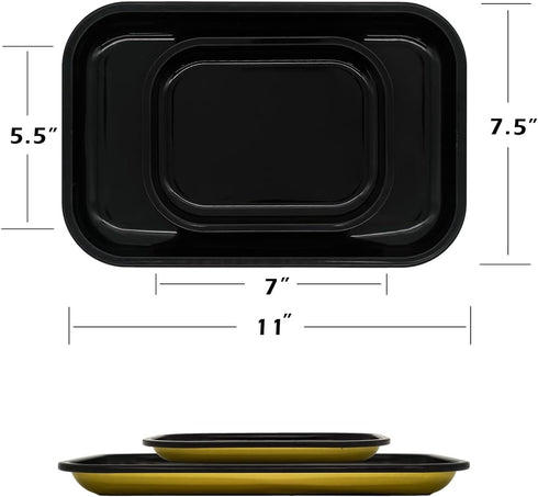 Black Metal Tray 2 Pack, 11"x7" and 7"x5.5", Stylish Black Design
