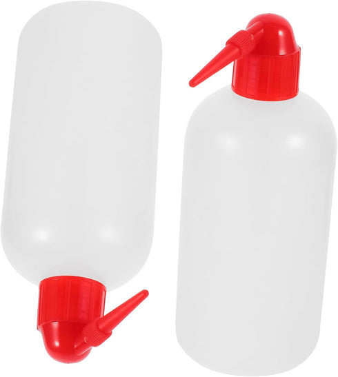 2pcs Narrow Mouth Wash Bottle Portable Plastic Wash Bottle with Scale for