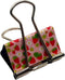 Fun Strawberry Print Binder Clips - 1 1/4"" Size, Set of 6, Red, Pink, Silver
