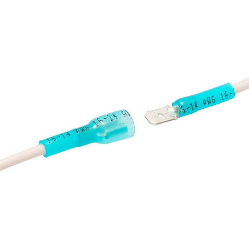 HKS 100PCS Male Spade Connector Kit, Blue 16-14 AWG, Heat Shrink Electrical Quick Disconnect for Automotive Marine