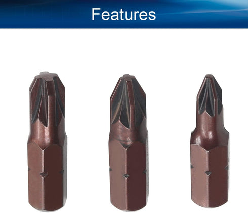 Auniwaig 3pcs Magnetic Hex Screwdriver Bits, 1/4 Inch Shank, 0.98" Length PZ1/PZ2/PZ3, S2 High Alloy Steel