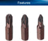 Auniwaig 3pcs Magnetic Hex Screwdriver Bits, 1/4 Inch Shank, 0.98" Length PZ1/PZ2/PZ3, S2 High Alloy Steel