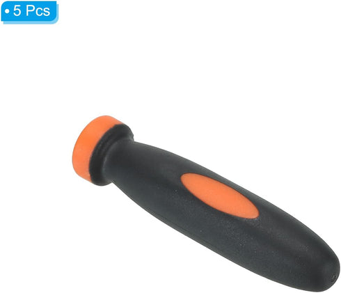 PATIKIL 5 Pack 2 Inch Rubber File Handle, Replacement Accessories for 0.12" Diameter Round Handle File, Orange Black