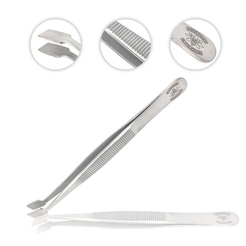 Stainless Steel Forceps with Offset Flat-Tips, Perfect for Handling Membranes (4.75 in.)