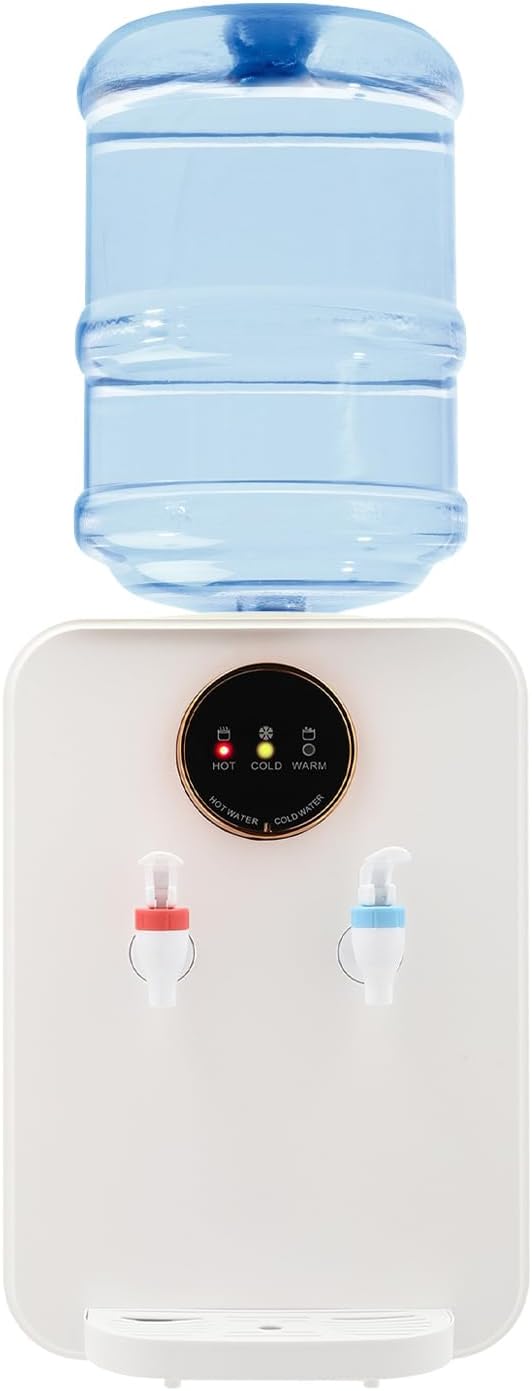 Lumicasaler Water Dispenser, Top Loading Countertop Water Cooler Dispenser with Hot/Cold/Warm 3-Temp Settings,