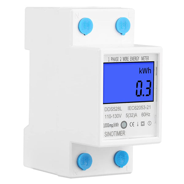 Single Phase Energy Meter, LCD KWH Meter 110-130V 5-32A 60Hz, Power Meter Backlight for Electricity Consumption