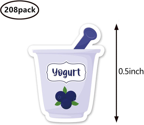 GUVSPTI 0.5in 208-Pack Yogurt Planner Stickers, Monthly Scrapbooking Arts Kids DIY Crafting