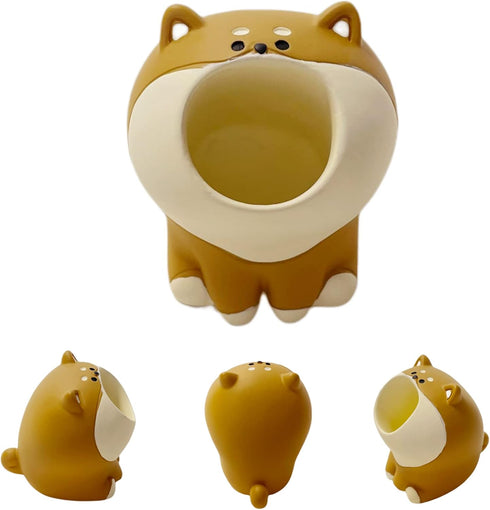 Cute Small Pen Pencil Holder, Kawaii Resin Cat Dog Dinosaur Rabbit Mini Storage Organizer