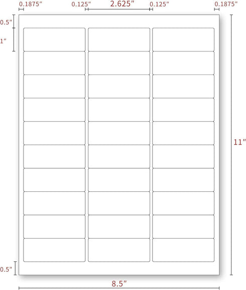 750 1" 2-5/8", 30 25 Address Labels for Printer Labels - x Mailing, Storage & Pantry Organization, Laser/Inkjet