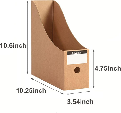 Foldable Desk File Holder Organizer, Sturdy Cardboard Magazine Storage Box with Blank Label Stickers for Home & Office