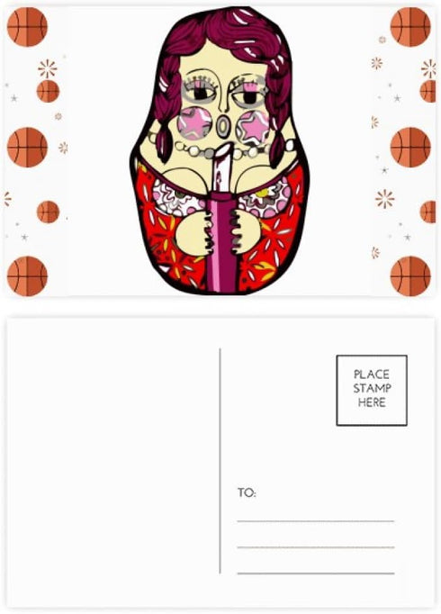 DIYthinker Russia Russian Nesting Dolls Female Basketball Postcard Set Thanks Card Mailing