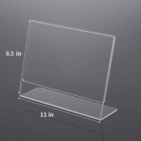NIUBEE Acrylic Sign Holder 8.5x11 Inches 3 Pack Landscape Slant Back Clear Paper Frames for Office Display