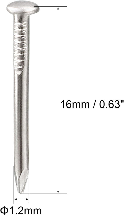 uxcell Small Tiny Hardware Nails - Carbon Steel 1.2X16mm for DIY Decorative Wooden Boxes, 500pcs Silver Tone