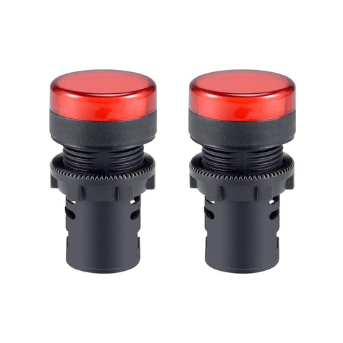 uxcell 2Pcs Red Indicator Light AC/DC 110V - 22mm Panel Mount for Electrical Control Panel, HVAC