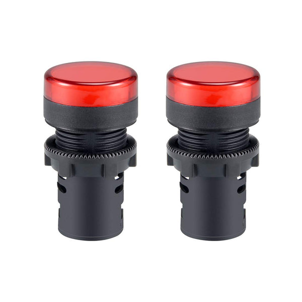 uxcell 2Pcs Red Indicator Light AC/DC 110V - 22mm Panel Mount for Electrical Control Panel, HVAC