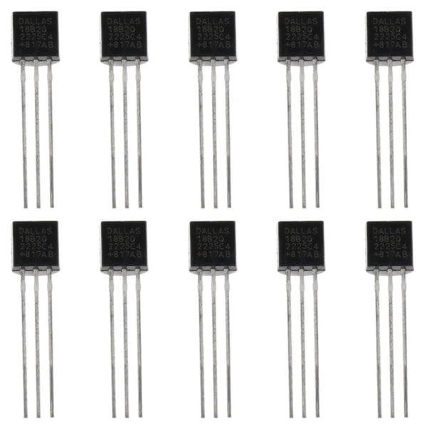 DS18B20 10pcs Black Durable 18B20 TO-92 3 Pins Wire Integrated Circuit Temperature IC Sensor